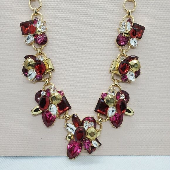 NWT Catherine Malandrino Gold, Red, & Pink Necklace - Picture 3 of 3